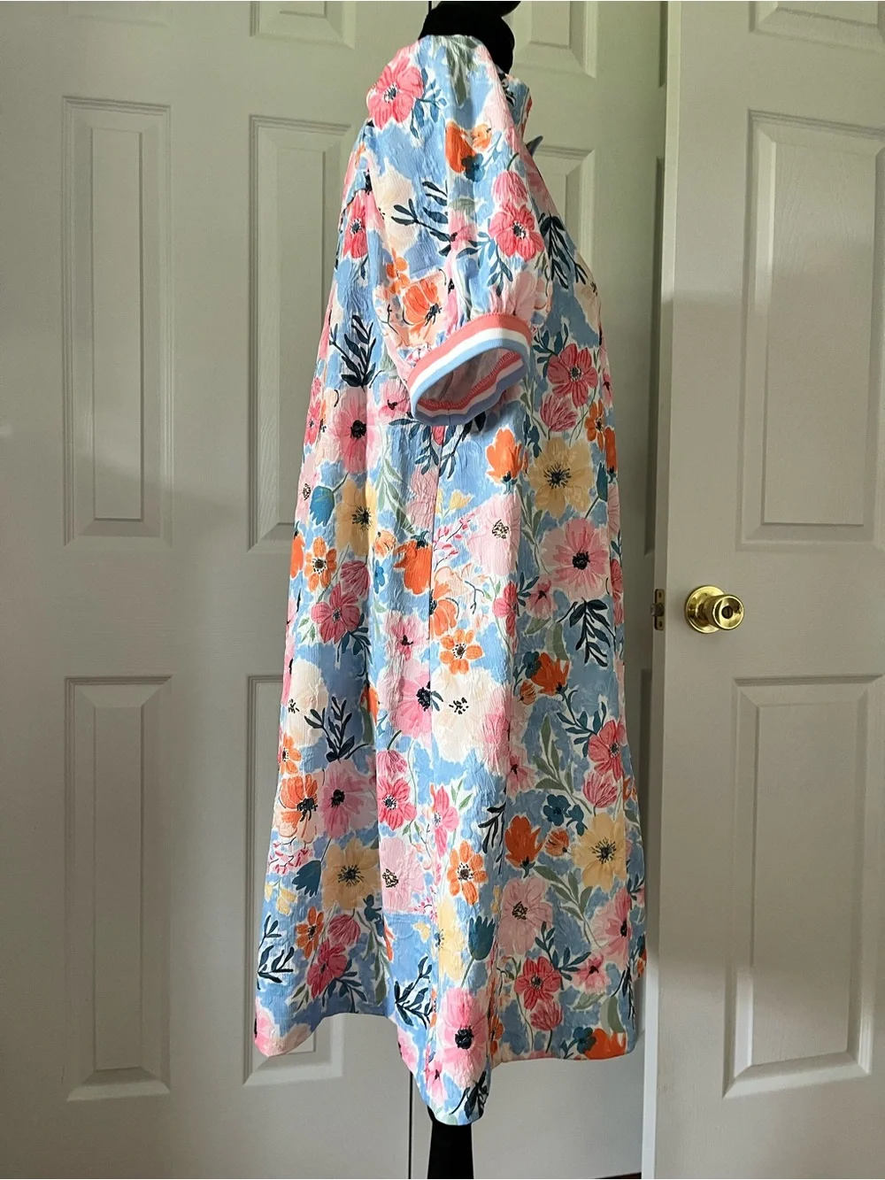 Umgee Floral Puff Sleeve Split Neck Shift Dress Sz M EUC - Picture 6 of 9
